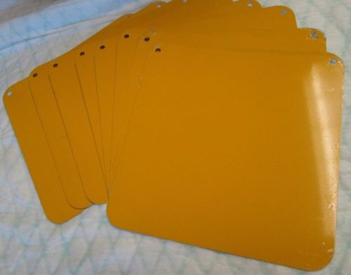 Lot of 8 Aluminum Sign Blanks Yellow &amp; White 8&#034; x 8&#034; 2 Holes Rounded Corners NOS