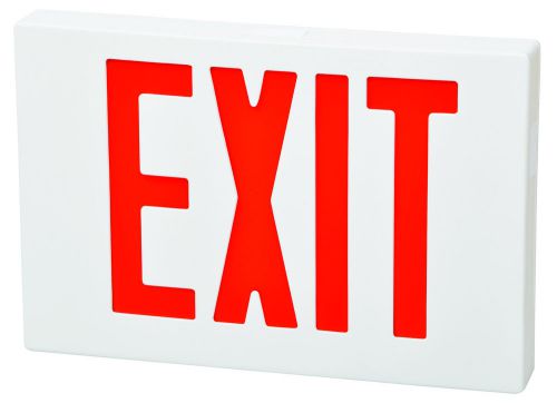 2 Circuit LED Exit Sign in Red LED and White Housing with Battery Backup
