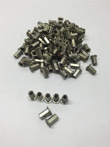 100PC Sheet Metal Fastener HEX Flat Head Blind Rivet Nut Rivnut 3/16&#034;-20 x .306