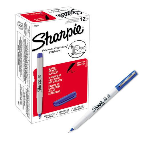 Sharpie 37003 Ultra Fine Point Permanent Marker, Blue, 12-Pack