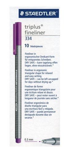 Staedtler Triplus Fineliner 334-6 Tips - Violet (Pack of 10)