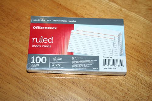 1pk 100ct 3&#034; x 5&#034; White Ruled Index Cards - Office Depot Brand - Made in USA