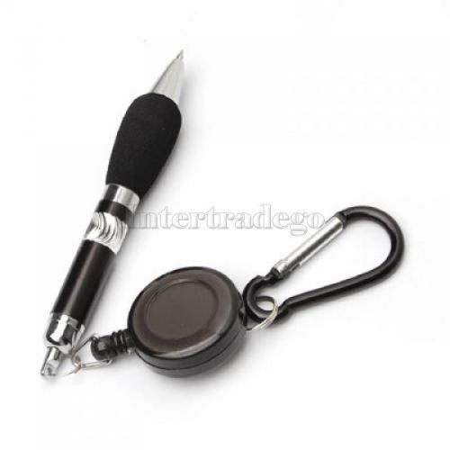 Black Retractable Badge Reel Golf Scoring Pen Belt Clip +Carabiner Key Ring Hook