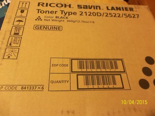 NEW ORIGINAL BOX OF 6 RICHO SAVIN LANIER TONER TYPE2120D/2522/5627 COLOR BLACK