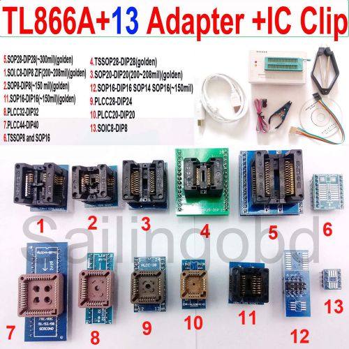 TL866A programmer 13 adapters IC Clip TL866 Bios PLCC MCU EPROM ICSP Programmer