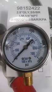 Liquid-filled gly  pressure gauge 0 to 10000 psi 2.5&#034; face for sale