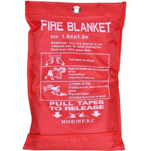 Fire blanket 1x1m emergency survival safety safe class f fires clothing cooking for sale