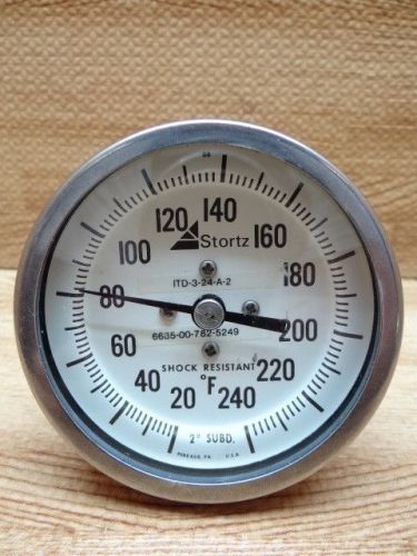 3&#034; stortz bimetal shock resistant thermometer 20-240 f for sale