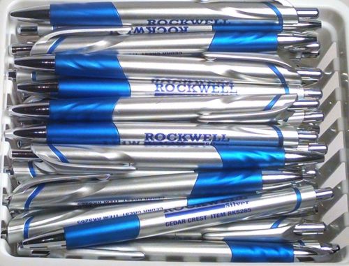 10 New Misprint Ballpoint Retractable Ink Pens, Silver and Blue