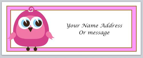 30 Personalized Return Address Labels Cute Pink Owl Buy 3 get 1 free (c80)