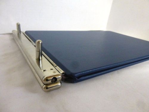 11x17 Legal Slate Blue Hardcover Canvas Ledger Lock Key Post Binder 2&#034; Capacity
