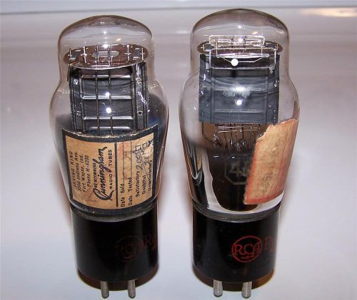 2 vintage RCA ST type 45 power tubes  -tested- 245 345