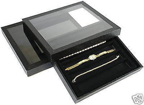 2-5 slot acrylic lid jewelry display case black watch for sale