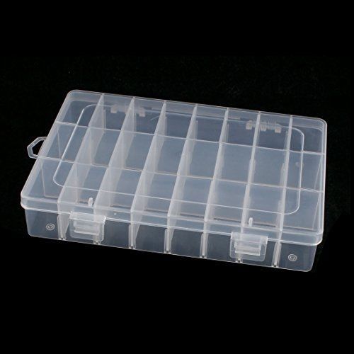 uxcell Electronic Parts Plastic Detachable 24Slots Storage Case Box 19.5x13cm