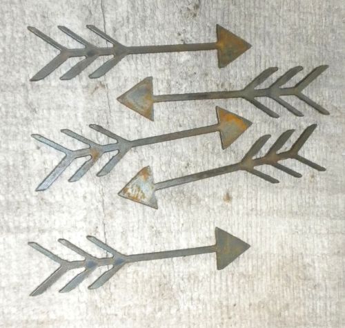 Lot of 5 Arrows Feathers 4 In Rusty Metal Vintage Craft Stencil Ornament Magnet