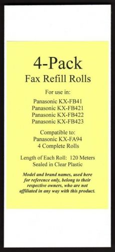 4-pack KX-FA94 Fax Film Refills for Panasonic KX-FB41 KX-FB421 KX-FB422 KX-FB423