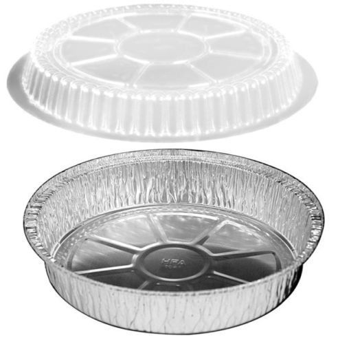 Dcsde foil handi-foil 9&#034; round take-out pan w/clear dome lid 25 sets for sale