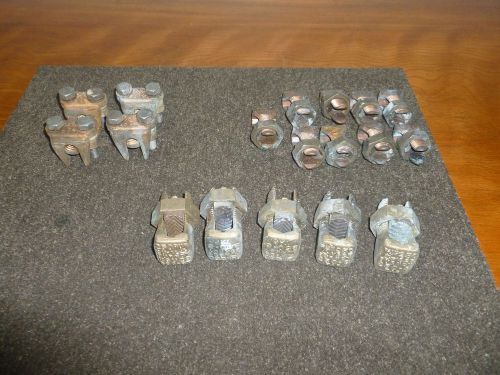 Lot 18 burndy assorted split bolt service ground connectors new old stock! for sale