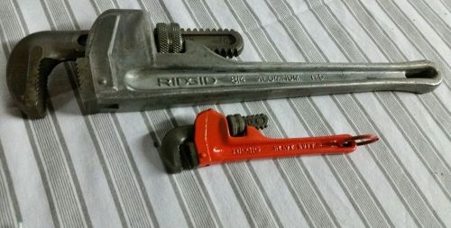 Ridgid 14&#034; Aluminum #814 Pipe Wrench With 8&#034; Heavy Duty Steel Wrench    &#034;NICE!&#034;