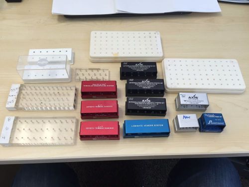 Large lot of 17 Dental Bur Holders and Dental Bur Blocks of various sizes