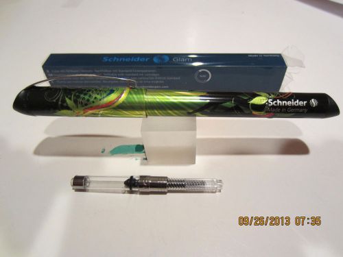 Schneider fountain pen  glam -green+ free converter-made in germany- med nib for sale