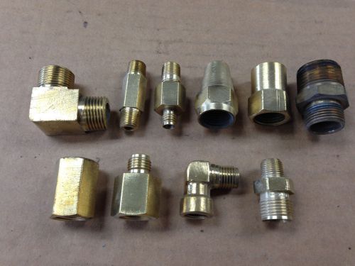 Brass Pipe Fittings Adapters Various Sizes 1/8&#034; NPT 3/8&#034; NPT 1/2&#034; NPT Lot of 10