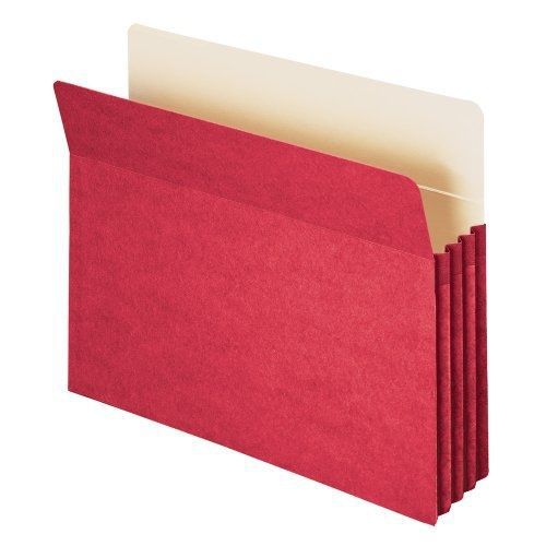 Smead File Pocket, Straight-Cut Tab, 3-1/2&#034; Expansion, Letter Size, Red, 25 per