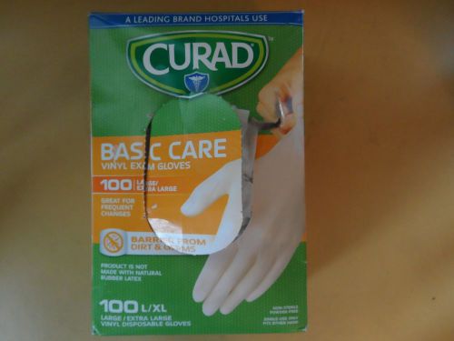 Curad, Basic Care, Vinyl Exam Gloves, L/XL, 100 Count