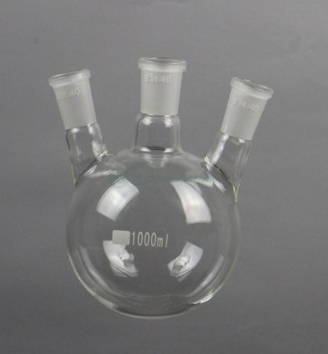 1000mL, 24/40 Joint, Round Bottom Flask 1L , 3-neck, Three Neck Lab Glassware