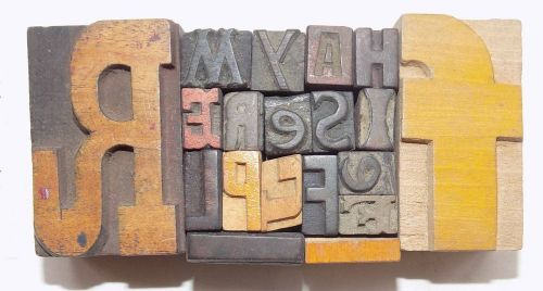 &#034; Lot&#039;s Of 19 &#034; Letterpress Letter Wood Type Printers Block collection.ob-295