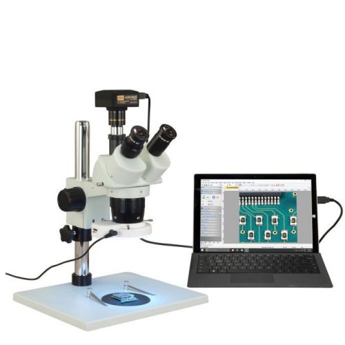 Trinocular 20X-40X-80X 5MP USB3 Stereo Table Stand Microscope 56 LED Ring Light