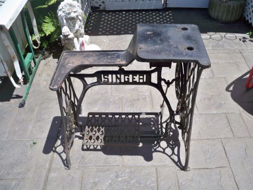 Vintage Singer 29-4 29K Sewing Machine Cast Iron Treadle Base Drawer Steampunk