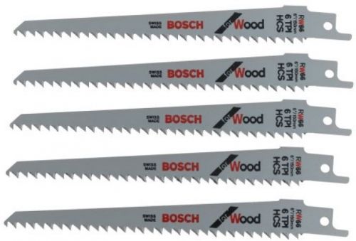 Bosch rw66 6-inch 6 tpi wood cutting reciprocating saw blades - 5 pack for sale