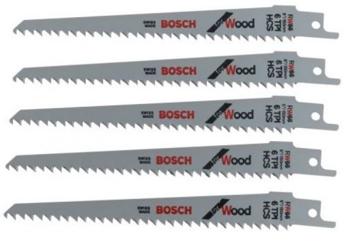 Bosch RW66 6-Inch 6 TPI Wood Cutting Reciprocating Saw Blades - 5 Pack