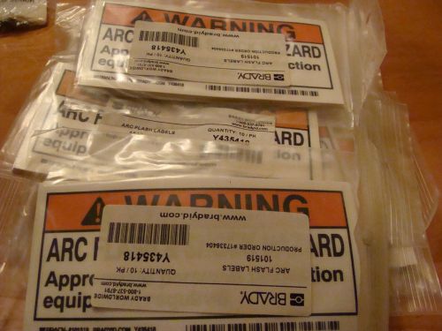 LOT OF 20 - NEW Brady ARC FLASH Warning Labels 101519 Stickers 2X4 Orange/ Black