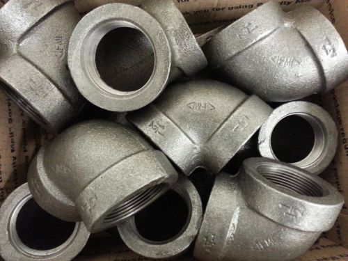 400 - 1 1/2&#034; black class 125 screwed cast iron 90 degree elbows for sale