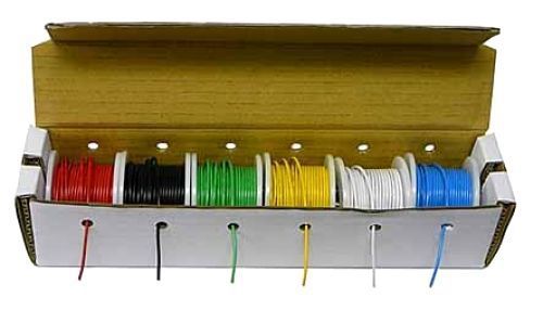 6 colors hook up wire kit stranded spools. electrical work 22 gauge set pack new for sale