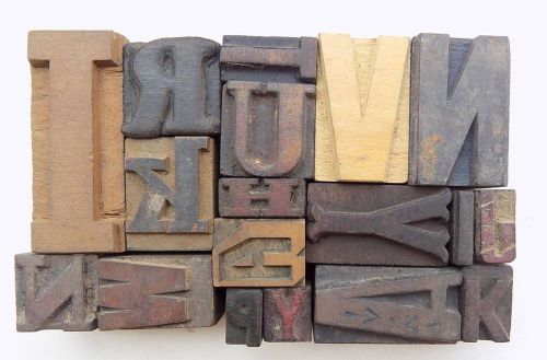 Letterpress Letter Wood Type Printers Block &#034;Lot Of 18&#034; Typography #bc-1115