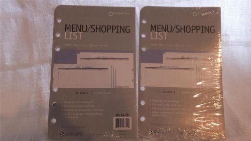Franklin Covey Menu Shopping List Pages~Compact~2 Pkg.s of 50 Sheets~New Sealed
