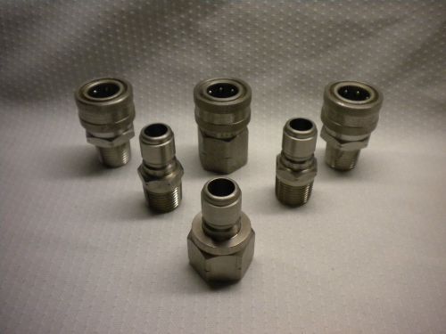 3 sets, Parker ST series no valve couplers and plugs, 1/2&#034; stainless steel
