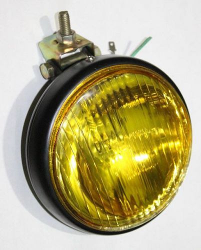 Bobber chopper board tracker racer custom motorcycle headlight yellow lens