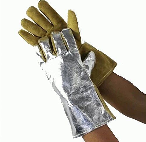 Joyutoy Leather and Aluminized Rayon Wool Lined Aluminized Welding Glove Leather