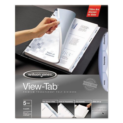 View-Tab Transparent Index Dividers, 5-Tab, Rectangle, Letter, Clear