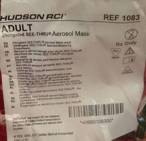 LOT OF 2 NEW HUDSON RCI ADULT ELONGATED SEE THUR AEROSOL MASK REF 1083