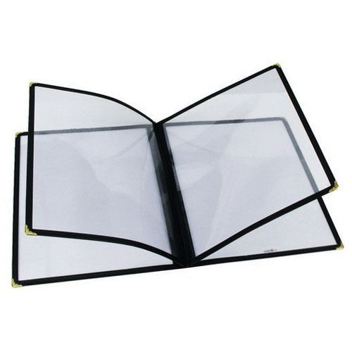 Winco PMCF-9K, 12x9.5-Inch 4-Page Black Menu Cover