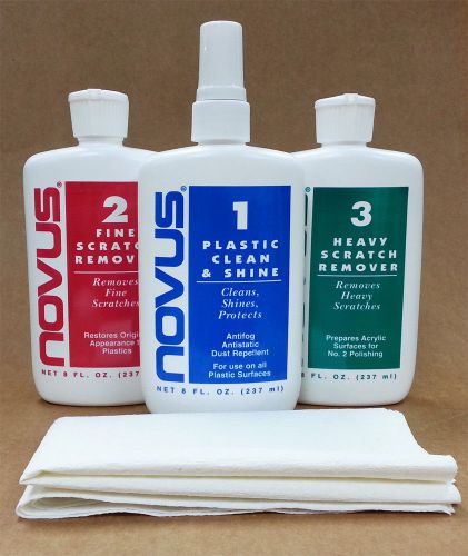 Novus 1, 2, 3 plastic polish kit - 8oz scratch remover cleaner best value !!! for sale