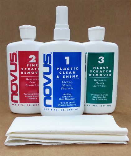 NOVUS 1, 2, 3 Plastic Polish Kit - 8oz Scratch Remover Cleaner BEST VALUE !!!