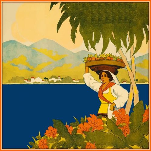 30 Custom Vintage Tropical Art Personalized Address Labels