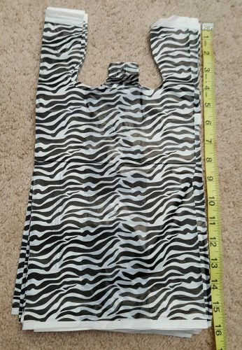 100 Qty 8&#034; x 5&#034; x 16&#034; Zebra Print Plastic Merchandise Bags w/Handles
