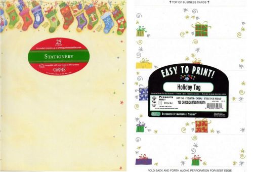 Gartner 2 Pks 25 Christmas Stockings Stationery Paper 100 Holiday Gift Tags New